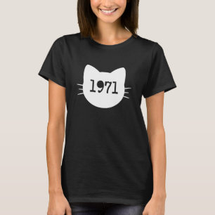 Camiseta Silhueta da Cabeça de Gato 1971 Retrô Divertido