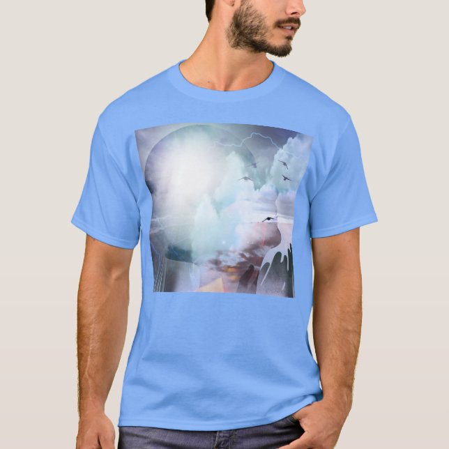 Camiseta Silhueta da cabeça e mãos rezando (Frente)