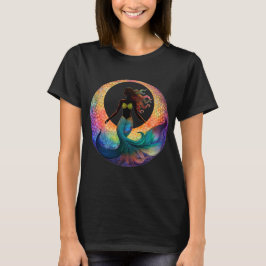 Camiseta Silhueta da Deusa Lua Sereia | Gráfico Colorido