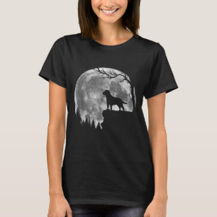 Camiseta Silhueta da Lua do Cão Labrador Retriever no Hallo