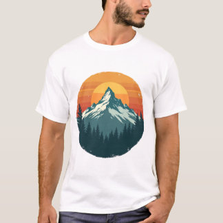Camiseta Silhueta da montanha ao pôr do sol