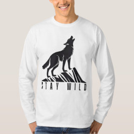 Camiseta Silhueta da Montanha do Lobo Uivando