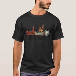 Camiseta Silhueta da paisagem urbana da cidade da Basileia