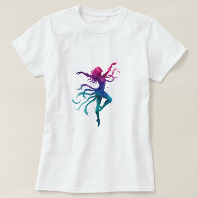 Camiseta Silhueta dançante colorida - Vibrante Aquarela E (Frente do Design)
