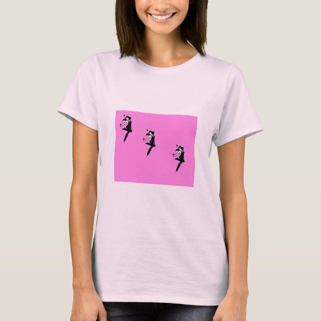 Camiseta Silhueta dançarina de rosa (Frente)