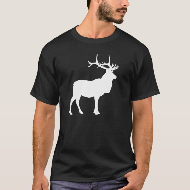 Camiseta Silhueta de Alce Preto e Branco (Frente)