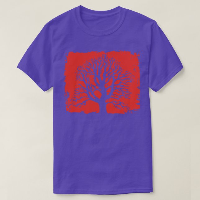 Camiseta Silhueta de árvore branca (Frente do Design)