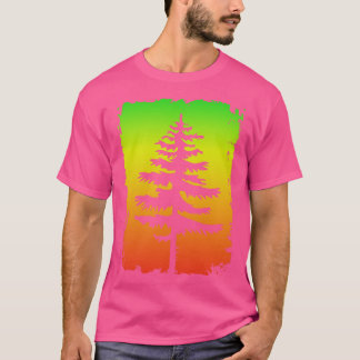 Camiseta Silhueta de árvore multicolorida