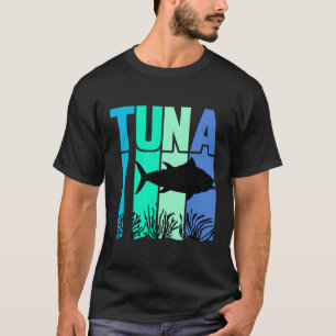Camiseta Silhueta de Atum Oceano Gráfico Retro