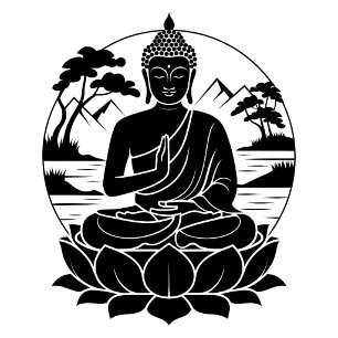 Camiseta Silhueta de Buda Sereno Lótus