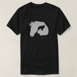 Camiseta Silhueta de Cabeça Branca com Cachorro e Gato