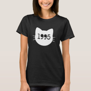 Camiseta Silhueta de Cabeça de Gato 1995 Funny Retro 1
