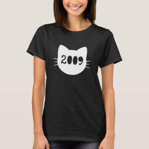 Camiseta Silhueta de Cabeça de Gato 2009 Retrô Divertido