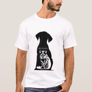 Camiseta Silhueta de Cachorro com Gato Dentro e “Meus Amigo