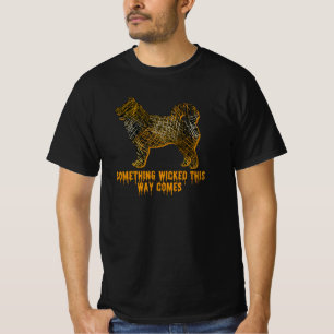 Camiseta Silhueta de Cachorro Husky Laranja Divertido Hallo