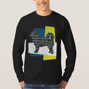 Camiseta Silhueta De Cachorro rouco Sobre Retângulos De Tri