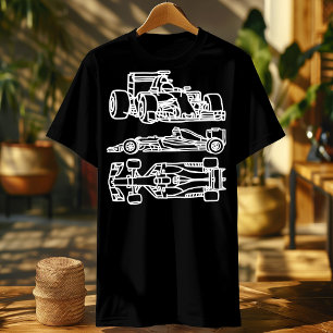 Camiseta Silhueta de Carros de Fórmula