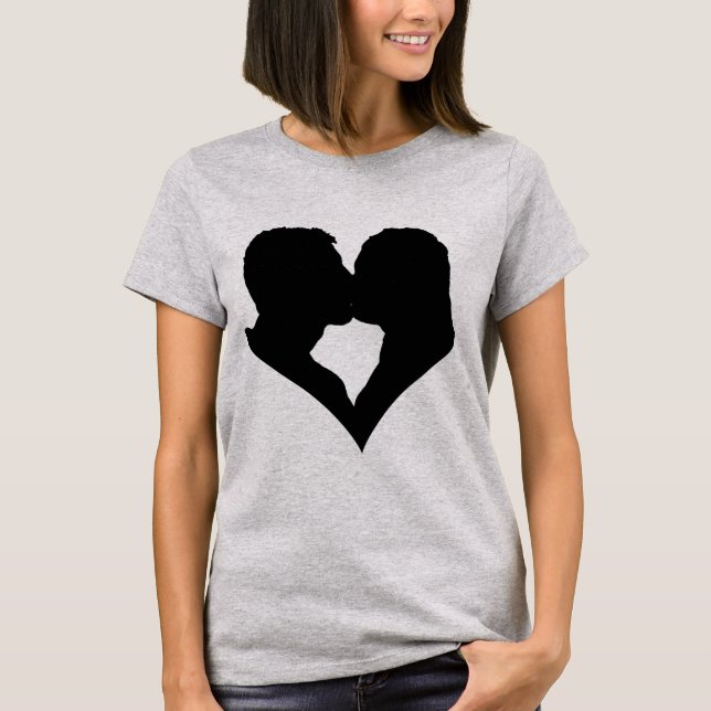 Camiseta Silhueta de Casal Beijando (Frente)
