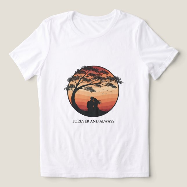 “Camiseta Silhueta de Casal Romântico” (Design frontal)