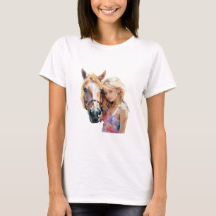 Camiseta Silhueta de Cavalo e Rapariga - Coroa de Cavalo
