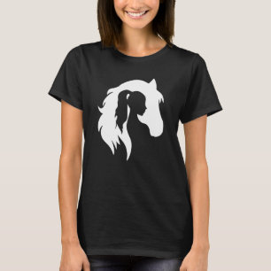 Camiseta Silhueta De Cavalo Jovem Mulher Menina Equitação C