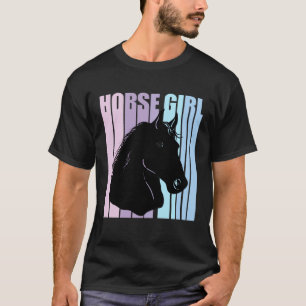Camiseta Silhueta de Cavalo Preto Montando Amante Piada Cav