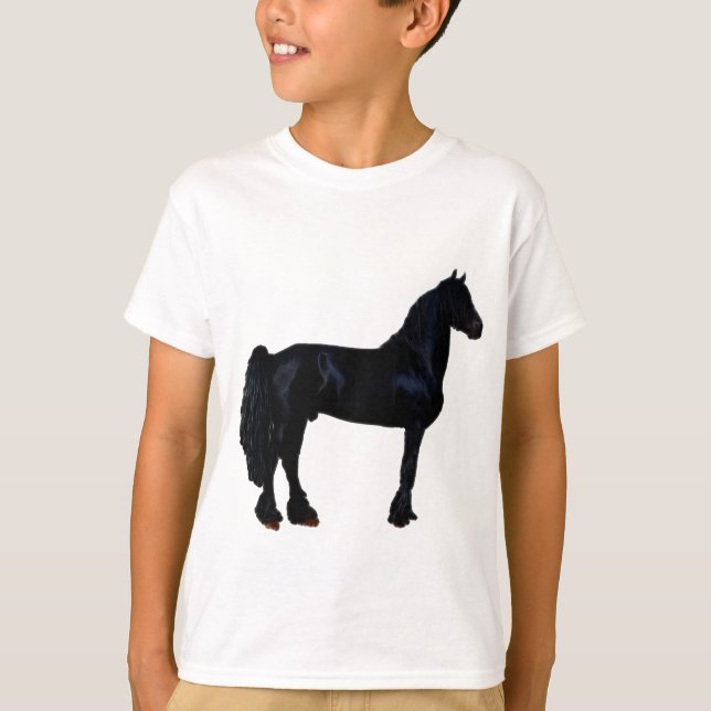 Camiseta Silhueta de cavalos a preto e branco (Frente)
