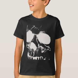 Camiseta Silhueta de Caveira Arte Gráfica Rock Grunge Hall