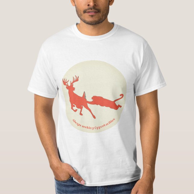 Camiseta Silhueta de cervo e leão de montanha (Frente)