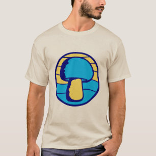 Camiseta Silhueta de Cogumelo Pôr do Sol Retro Natureza Vin