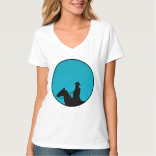Camiseta Silhueta de Cowboy em Turquesa