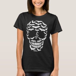 Camiseta Silhueta de Crânio de Morcego Fantasia Divertida d
