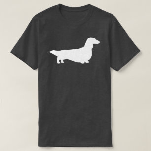 Camiseta Silhueta de Dachshund de Cabelo Comprido Cachorr