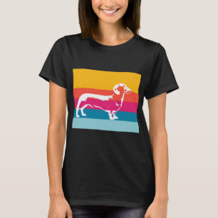 Camiseta Silhueta de Dachshund em Arte Pop Retrô