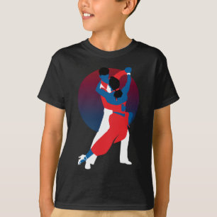 Camiseta Silhueta de dança vermelha e azul - dançarinos T