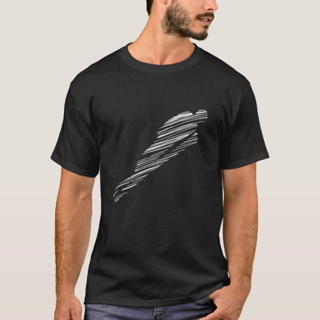Camiseta Silhueta de esqui desenhada 2 (Frente)