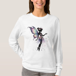 Camiseta Silhueta de Fada Encantada com Asas Coloridas
