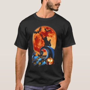 Camiseta Silhueta de Fantasia de Halloween de Gato e Lua