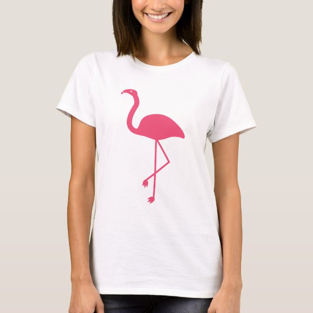 Camiseta Silhueta de Flamingo Rosa (Frente)