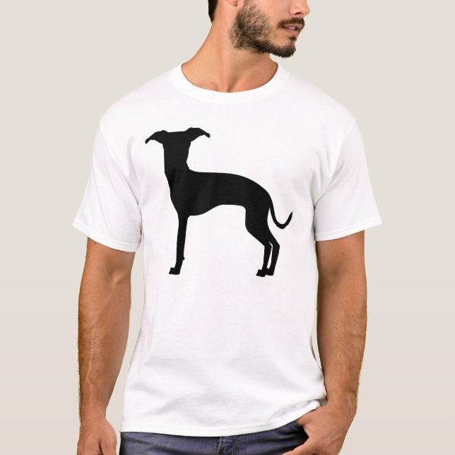 Camiseta Silhueta De Galgo Italiano Preto (Ou A Sua Cor) (Frente)