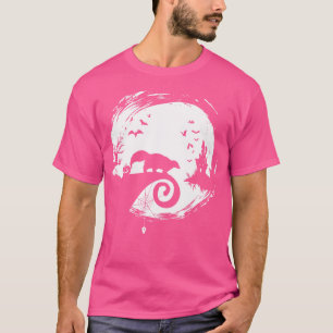 Camiseta Silhueta de Gambá no Halloween Lua Horror Creepy
