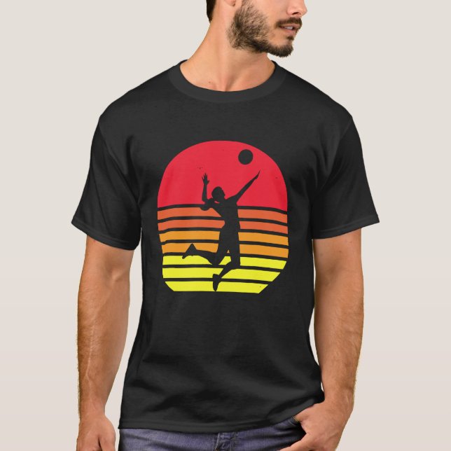 Camiseta Silhueta de Garota de Voleibol Retro (Frente)