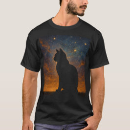 Camiseta Silhueta de Gato Cósmico