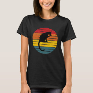 Camiseta Silhueta de Gato do Pôr do Sol Vintage Retro  1
