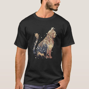 Camiseta Silhueta de gato e conto de fadas com duas fadas
