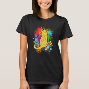 Camiseta Silhueta De Gato Em Pontos Coloridos Para Gato