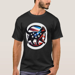 Camiseta Silhueta de Gato Estilizada com Cores da Bandeira