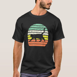 Camiseta Silhueta de Gato Estilo Retro Vintage Pôr do Sol