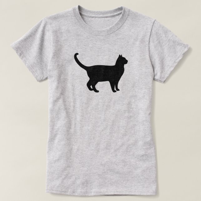 Camiseta Silhueta de Gato Fofa (Frente do Design)