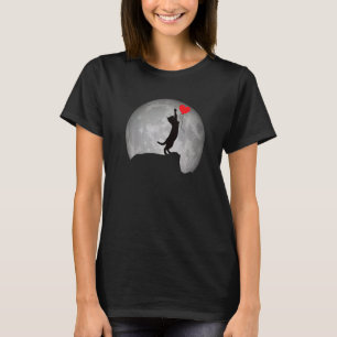 Camiseta Silhueta de Gato na Lua Cheia com um Coração. Boni